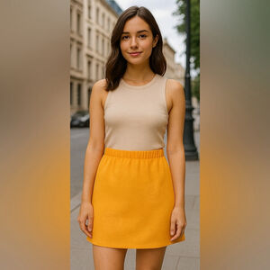 Bright & Beautiful Orange/Yellow Mini Skirt – Textured Elegance